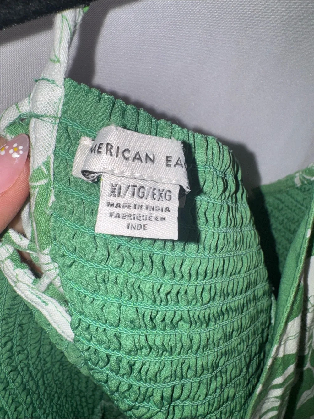 American Eagle Green & White Floral Cutout Maxi Cotton/Linen Dress - Picture 8 of 10